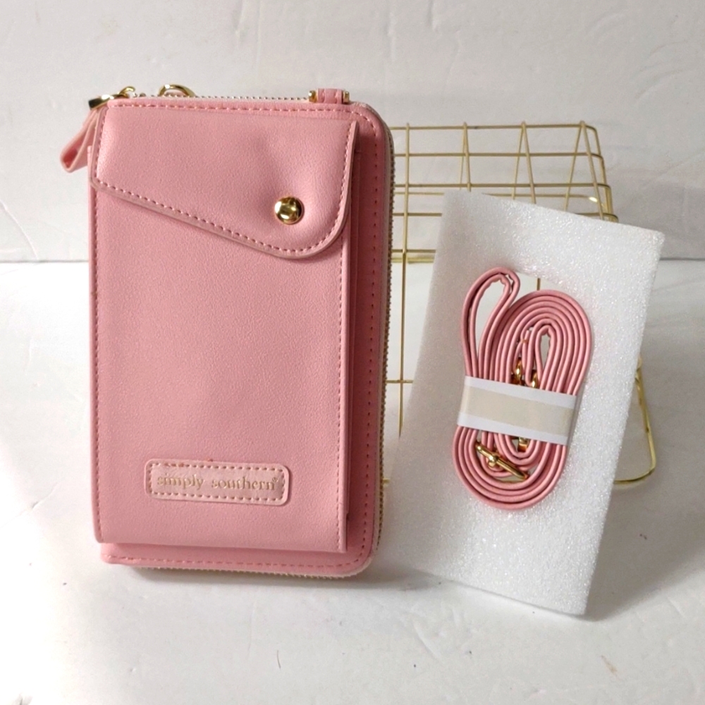 New Simply Southern Collection light pink & gold Clutch wallet